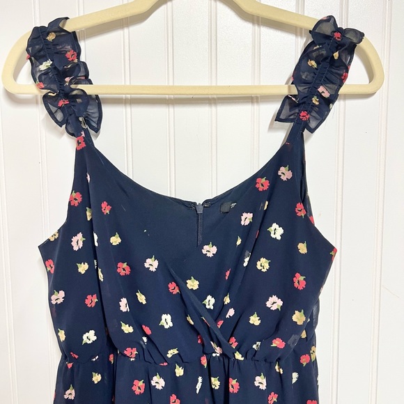 Madewell Ruffle Strap Faux Wrap Dress Size 00 Confetti Floral Blue Sleeveless - Picture 5 of 10